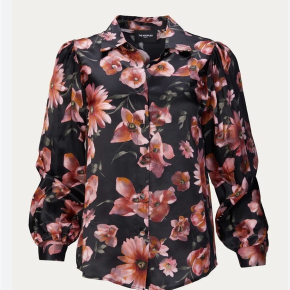 The Kooples Tops - The Kooples Black Floral Blouse